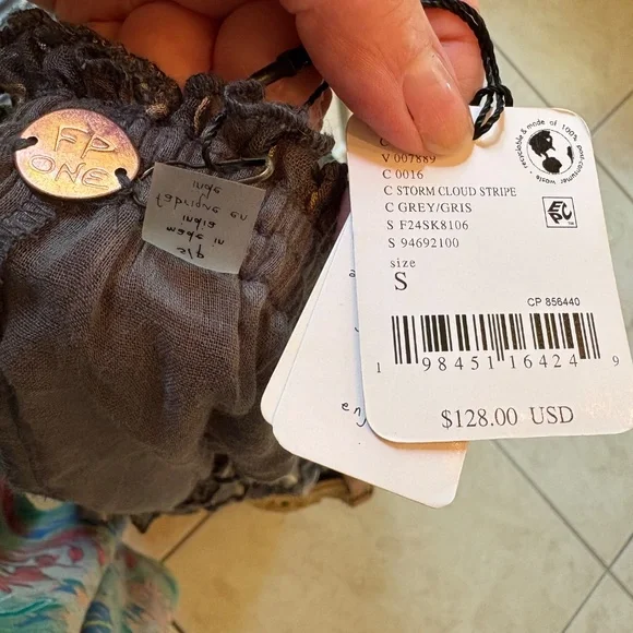 Free People Boho Gypsy  striped skirt small NWT - Picture 7 of 7